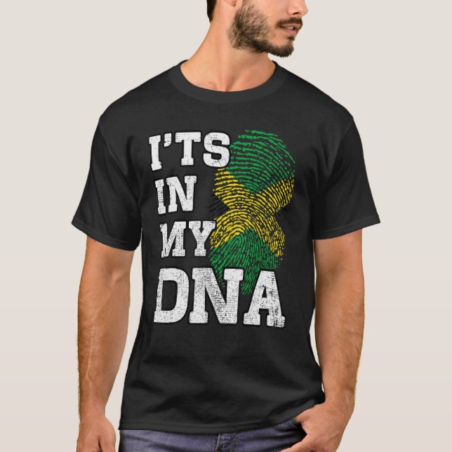 It's In My DNA Jamaican Fingerprint Proud Jamaica  T Shirt (Framsida)