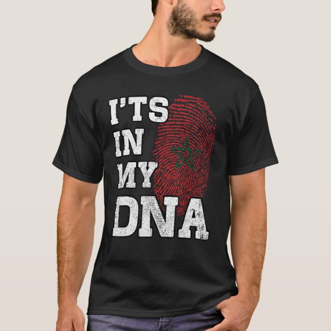 It's In My DNA Moroccan Fingerprint Proud Morocco  T Shirt (Framsida)