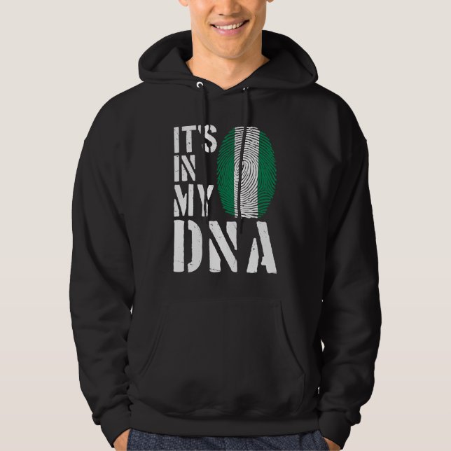 It's In My DNA Nigerian Flag Fingerprint BHM Afro  Hoodie (Framsida)