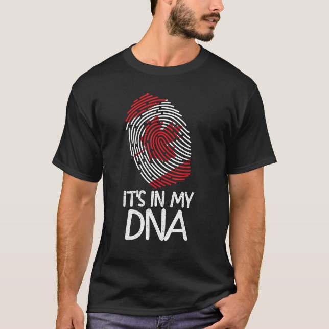 It's In My DNA   Proud Canadian Flag Fingerprint T Shirt (Framsida)