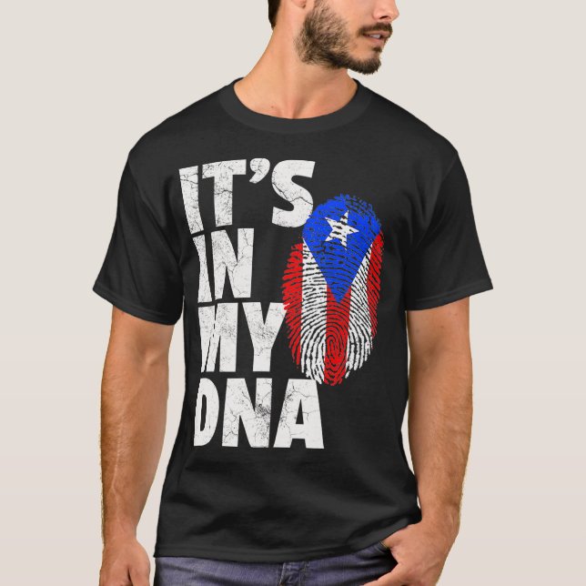 ITS IN MY DNA Puerto Rico Rican Flag T Shirt Men (Framsida)