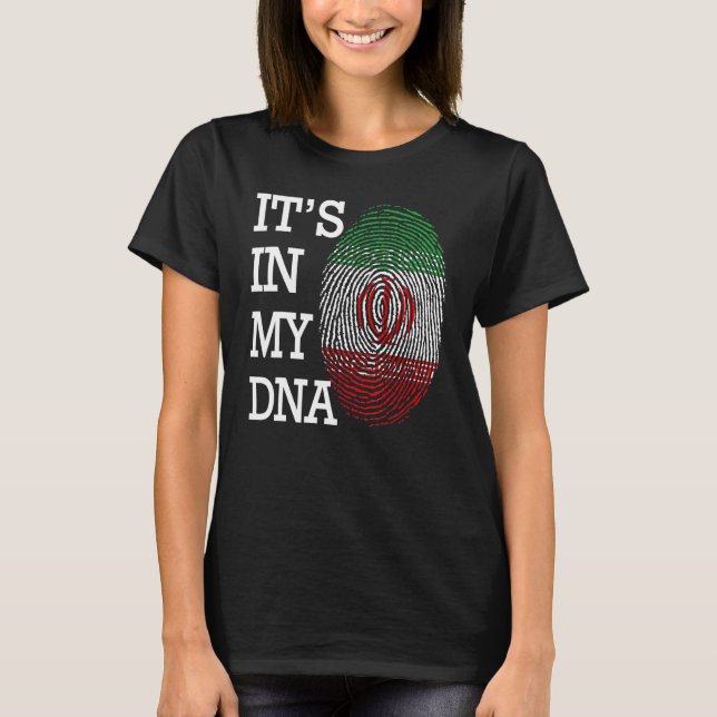 It's in my DNA quote Flag of Iran fingerprint T Shirt (Framsida)