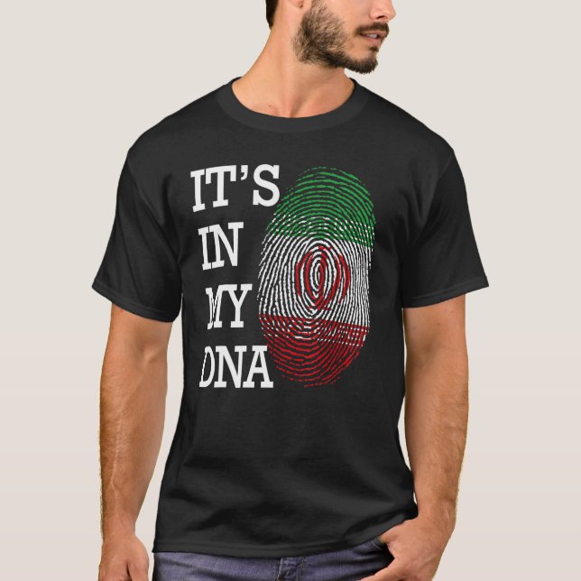 It's in my DNA quote Flag of Iran fingerprint T Shirt (Framsida)