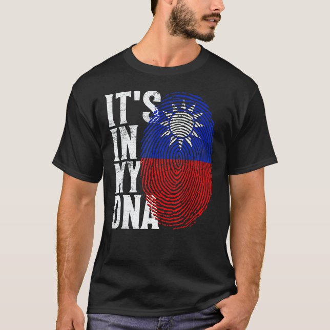 It's In My DNA Taiwan Flag Fingerprint Taiwan Taiw T Shirt (Framsida)
