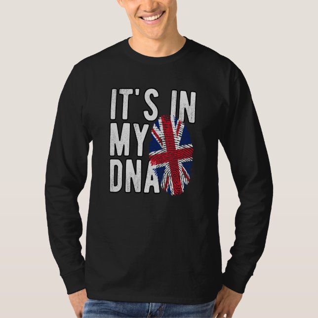 It's In My DNA Union Jack Fingerprint British Isle T Shirt (Framsida)