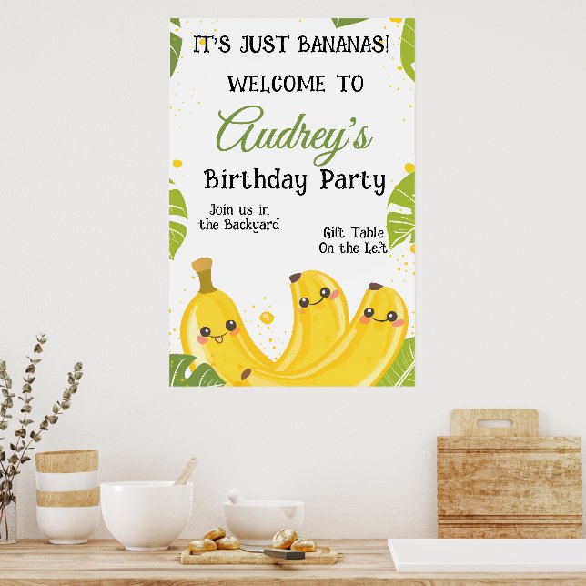 It's Just Bananas Any Age Birthday Party Poster (Kök)