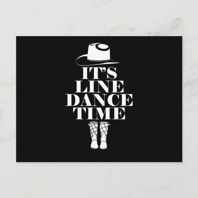 Its Line Dance Time Line Dancing Music Boots Gift Vykort (Framsida)