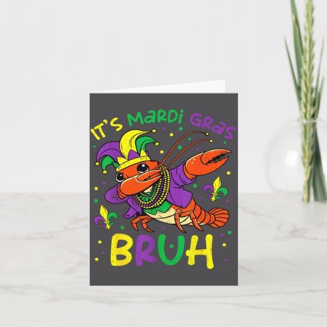 Its Mardi Gras Bruh Crayfish Dab Jester Beads Boys Kort (Framsida)