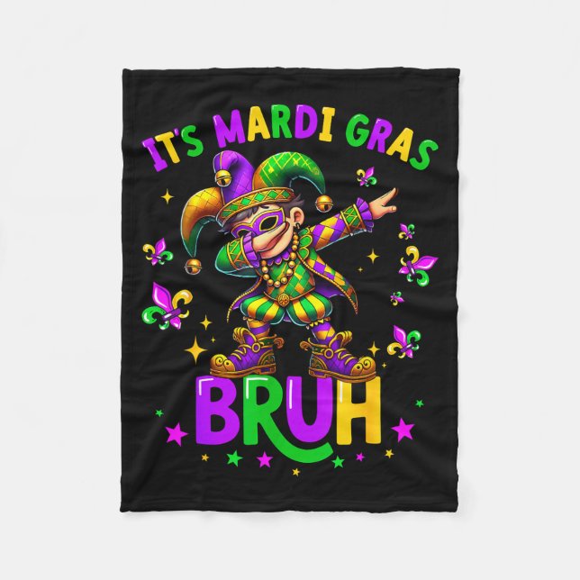 It's Mardi Gras Bruh Dabbing Leprechaun Jester New Fleecefilt (Framsidan)