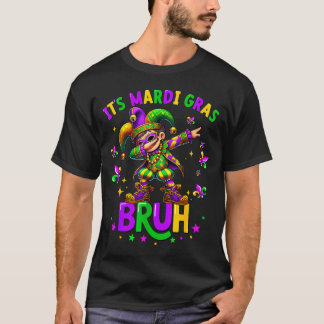 It's Mardi Gras Bruh Dabbing Leprechaun Jester New T Shirt