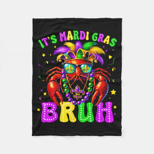 Its Mardi Gras Bruh Funny Crawfish Outfit Boys Gir Fleecefilt (Framsidan)