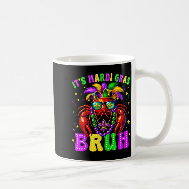 Its Mardi Gras Bruh Funny Crawfish Outfit Boys Gir Kaffemugg (Höger)