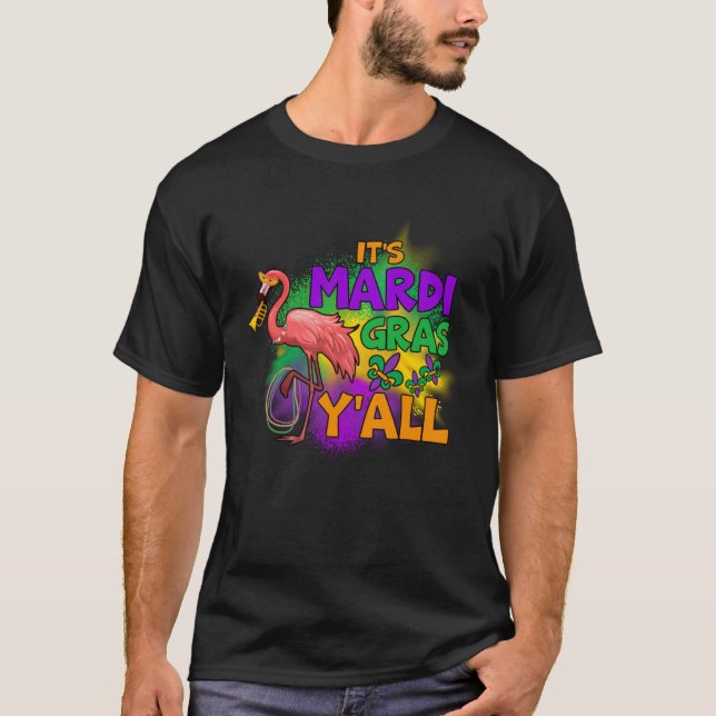 Its Mardi Gras Yall  Mardi Gras Party Mask Costume T Shirt (Framsida)