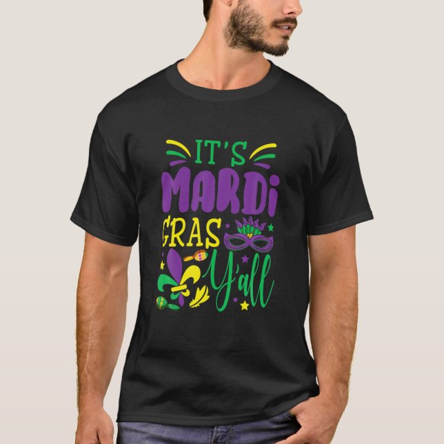 It's Mardi Gras Yall Mardi Gras Party Mask T Shirt (Framsida)