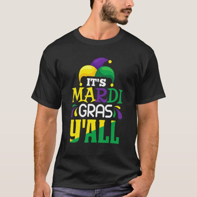 Its Mardi Gras Yall Tee Mardi Gras Party Mask Cost (Framsida)