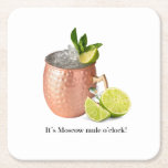It's Moscow Mule O'clock! Underlägg Papper Kvadrat<br><div class="desc">It's Moscow Mule O'clock! design pour décorer votre table ou bar lors de soirées d'été entre amis.</div>