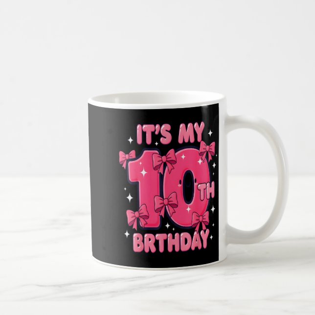 It's My 10 Birthday Coquette Bow Girl Cute 10 Year Kaffemugg (Höger)