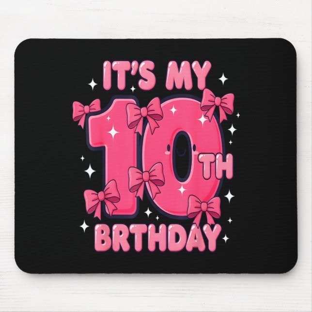 It's My 10 Birthday Coquette Bow Girl Cute 10 Year Musmatta (Framsidan)