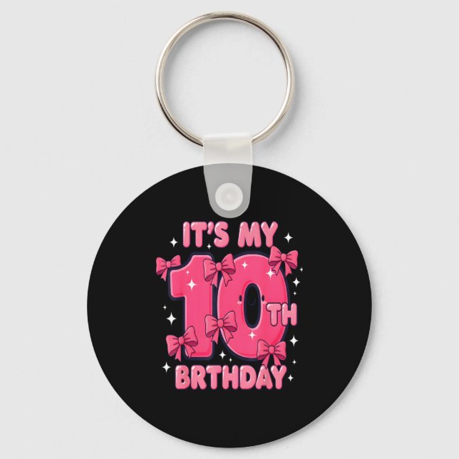 It's My 10 Birthday Coquette Bow Girl Cute 10 Year Nyckelring (Framsida)