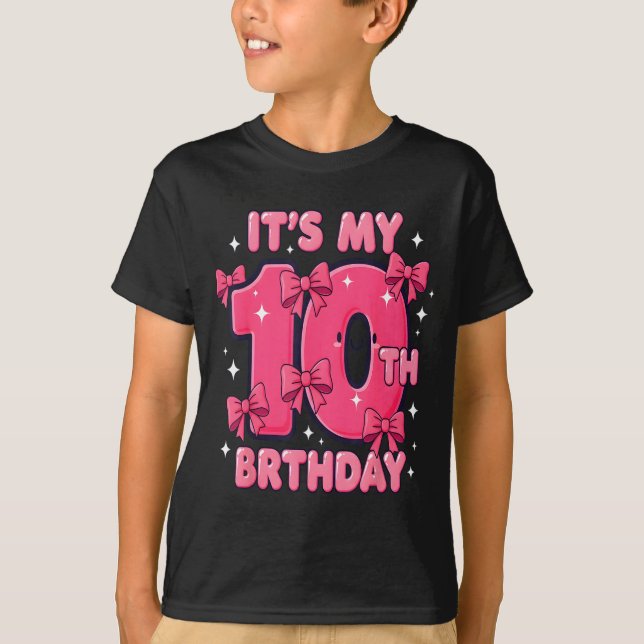 It's My 10 Birthday Coquette Bow Girl Cute 10 Year T Shirt (Framsida)