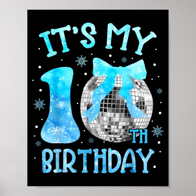 Its My 10th Birthday Coquette Bow Disco 10 Year Ol Poster (Framsidan)
