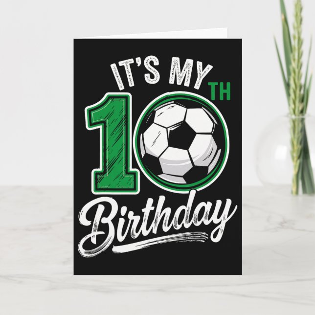 Its My 10th Birthday Soccer 10 Years Old Birthday  Kort (Framsida)