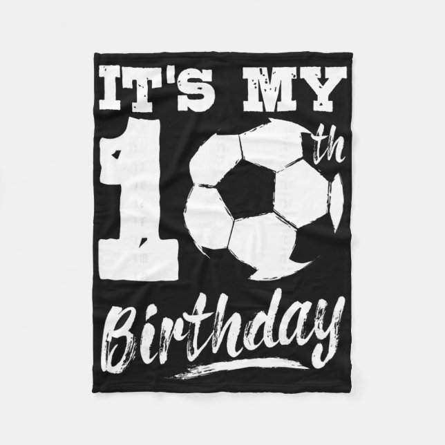 It's My 10th Birthday Soccer Player 10 Bday Party  Fleecefilt (Framsidan)