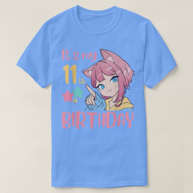 It's My 11th Birthday Anime Birthday Girl 11 Years T Shirt (Design framsida)
