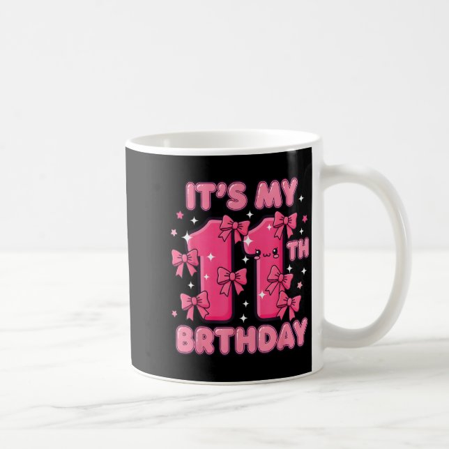 It's My 11th Birthday Coquette Bow Girl Cute 11 Ye Kaffemugg (Höger)