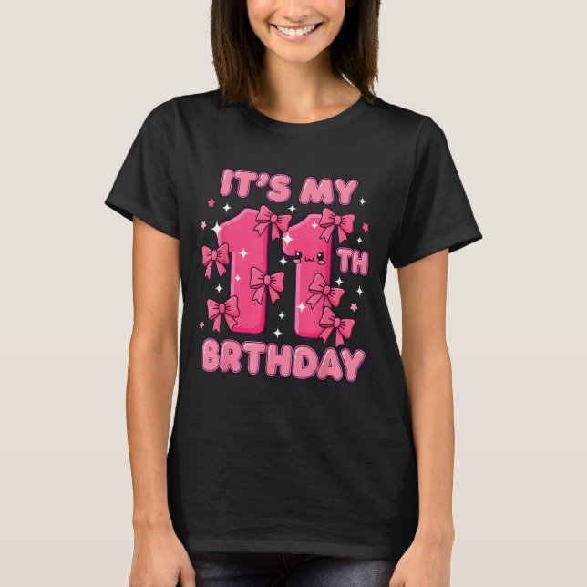 It's My 11th Birthday Coquette Bow Girl Cute 11 Ye T Shirt (Framsida)
