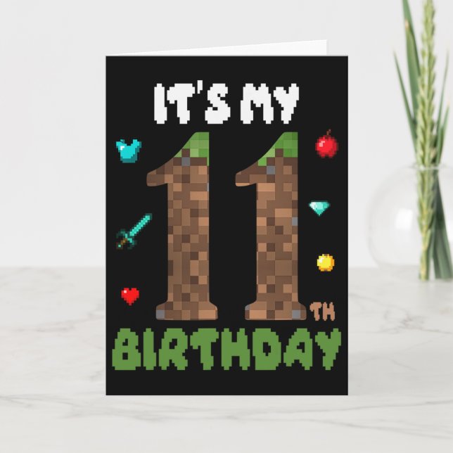 Its My 11th Birthday Funny 11 Yrs Old Video Gamer  Kort (Framsida)