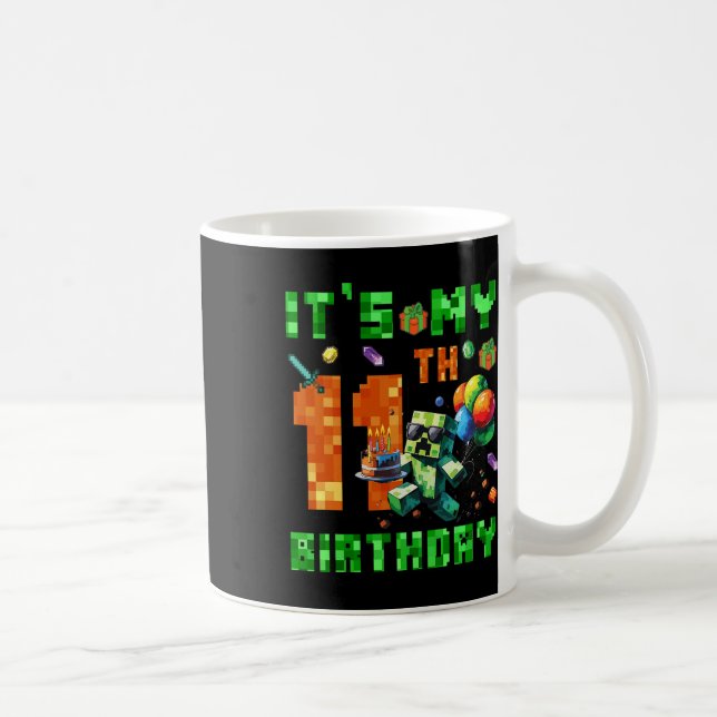 It's My 11th Birthday Pixel Number Video Game Game Kaffemugg (Höger)