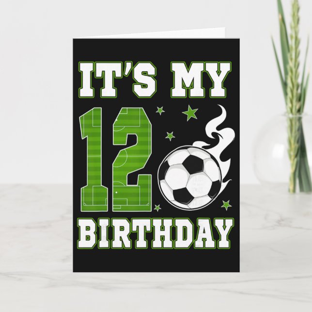 It's My 12th Birthday Boy Soccer 12 Years Old Socc Kort (Framsida)