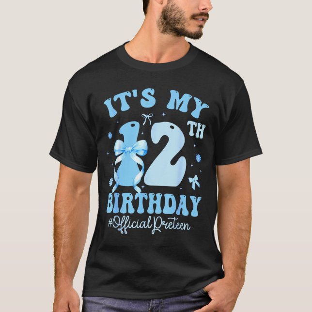 It's My 12th Birthday Girl Coquette Bow Blue 12 Ye T Shirt (Framsida)