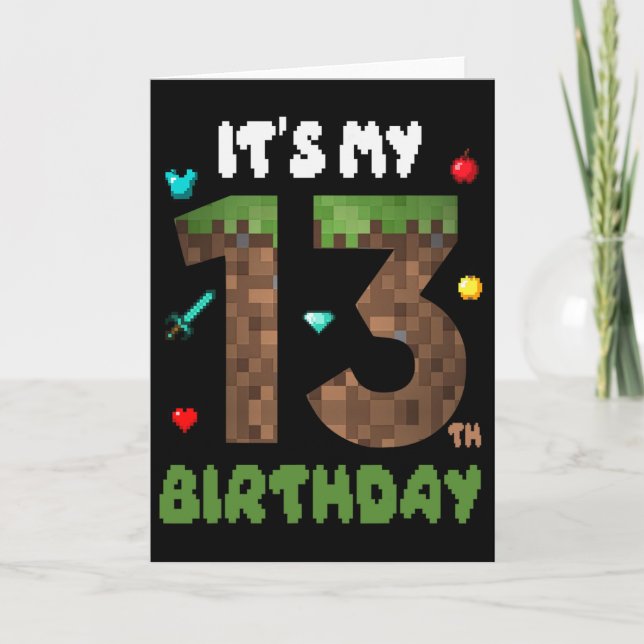 Its My 13th Birthday Funny 13 Yrs Old Video Gamer  Kort (Framsida)