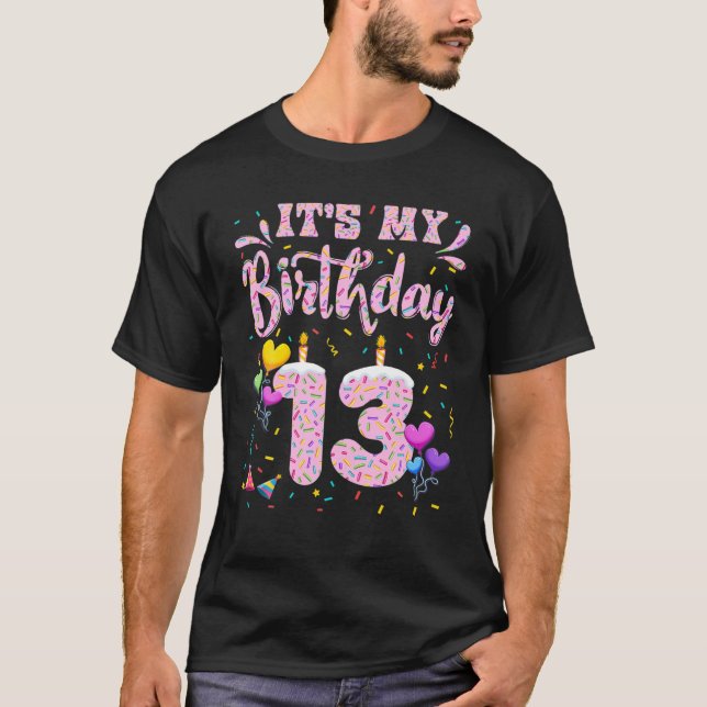It's My 13Th Birthday Girl Doughnut Happy 13 Years T Shirt (Framsida)