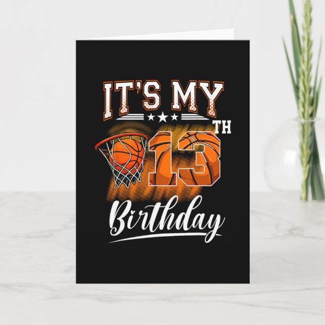 It's My 13th Birthday Sketll Theme 13 Years Old Bi Kort (Framsida)