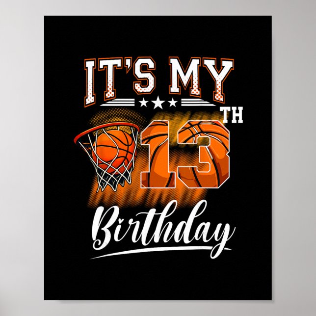 It's My 13th Birthday Sketll Theme 13 Years Old Bi Poster (Framsidan)