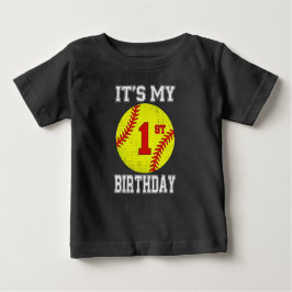 It's My 1st Birthday Girl Softball 1 Year Old T Shirt
