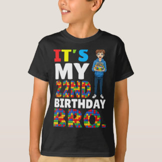 Its My 22nd Birthday Bro Boy Cake Building Blocks  T Shirt