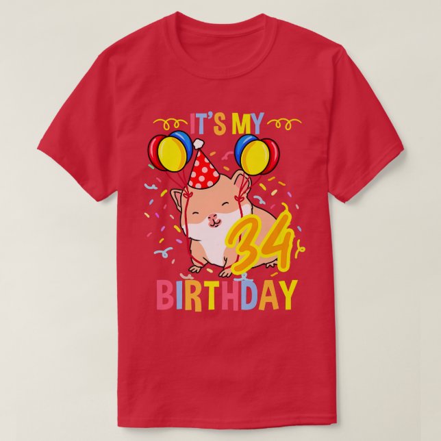 Its My 34th Birthday Guinea Pig  T Shirt (Design framsida)