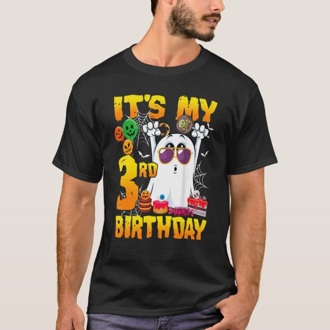 It's My 3rd Birthday Ghost Pumpkin Halloween Party T Shirt (Framsida)
