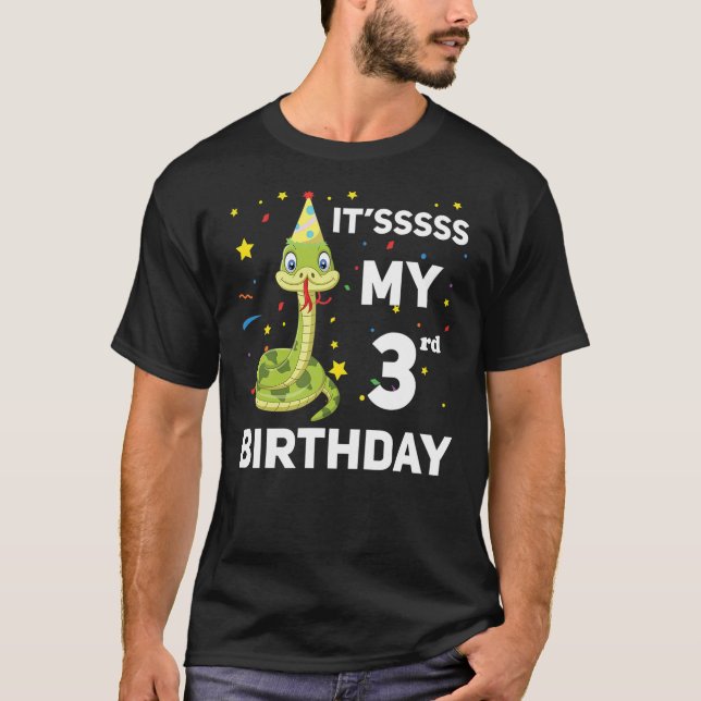 It's My 3rd Birthday Snake Theme Birthday Party T Shirt (Framsida)