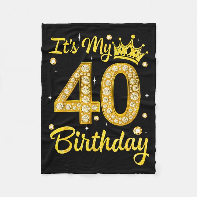 It's My 40th Birthday Women Queen Diamond Crown  Fleecefilt (Framsidan)