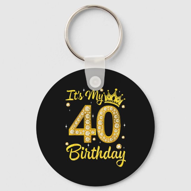It's My 40th Birthday Women Queen Diamond Crown  Nyckelring (Framsida)