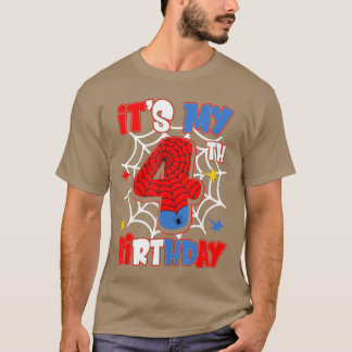 Its My 4th Birthday Spiderheme Party 4 Year Old Bo T Shirt