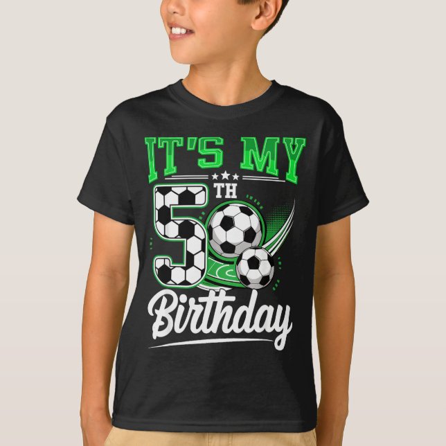 It's My 5th Birthday Boy Soccer Ball 5 Year Old Nu T Shirt (Framsida)