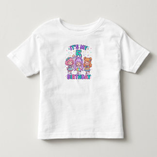 It's My 5th Birthday Cute Kawaii Girls Party  T Shirt
