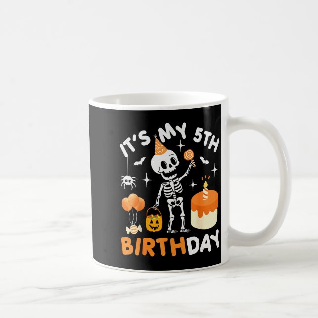 It's My 5th Birthday-funny Halloween Skeleton 5th  Kaffemugg (Höger)