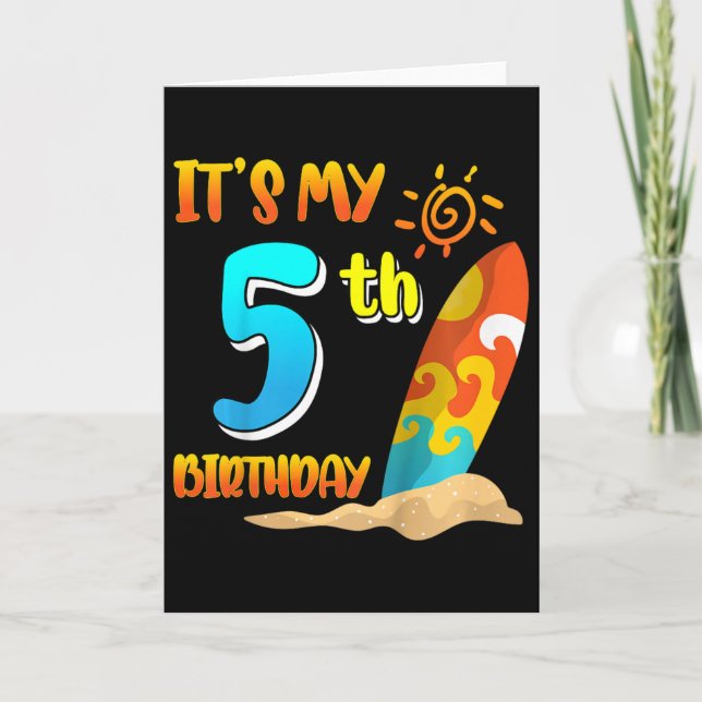 It's My 5th Birthday Surfing Beach Pool Party 5 Ye Kort (Framsida)